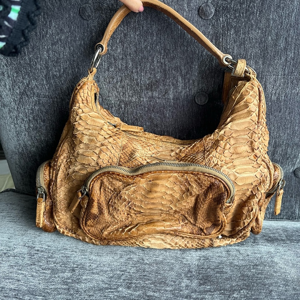 Authentic Prada Brown Real Python Skin Leather In… - image 3